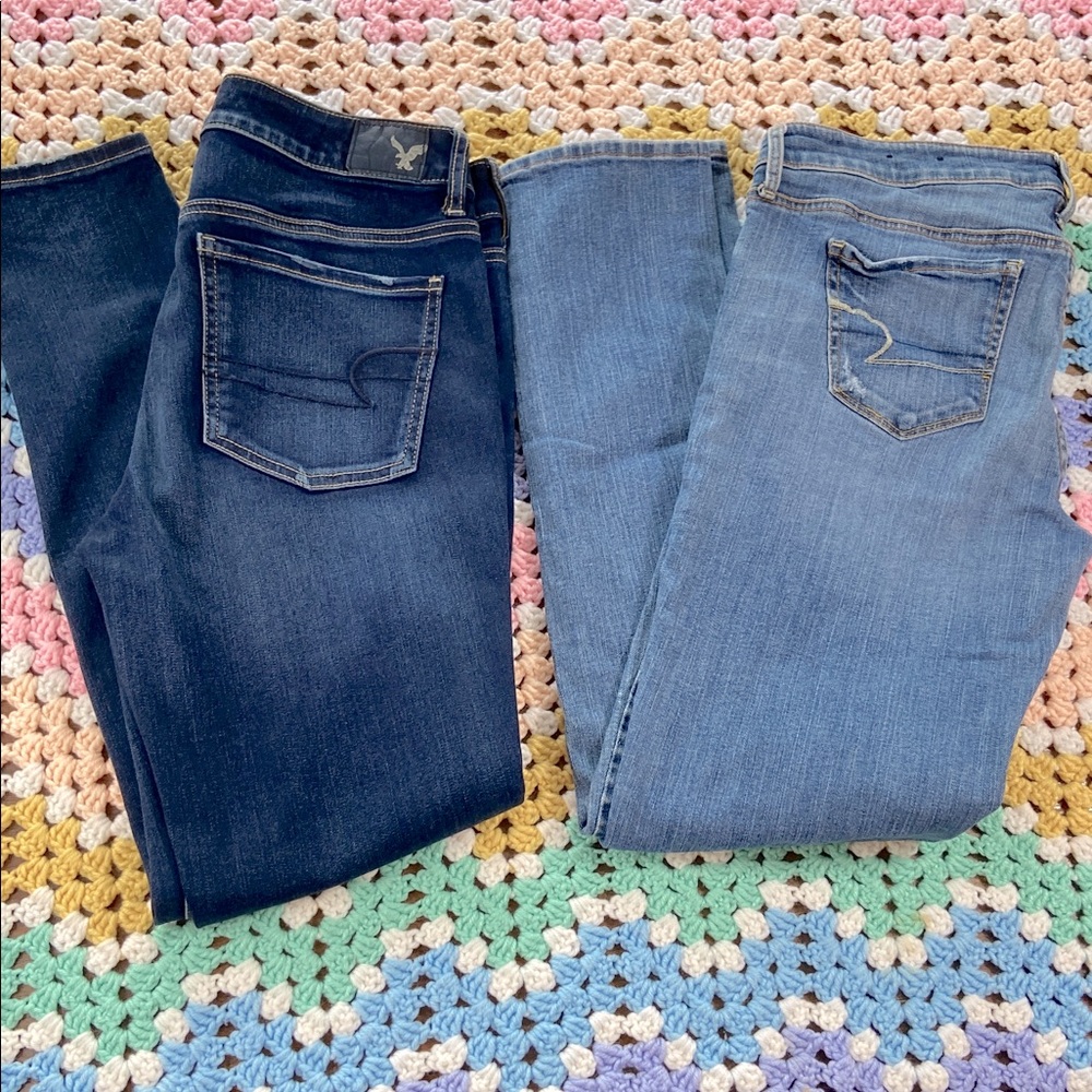 Lot 2 American Eagle Outfitters Women's stretch Skinny Jeans jegging size 12